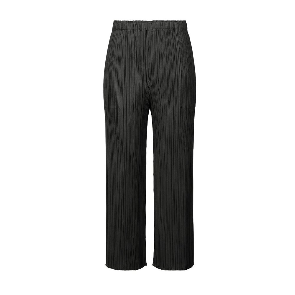 PLEATS PLEASE - ISSEY MIYAKE - Black - Pleated Straight Leg Cropped Pants